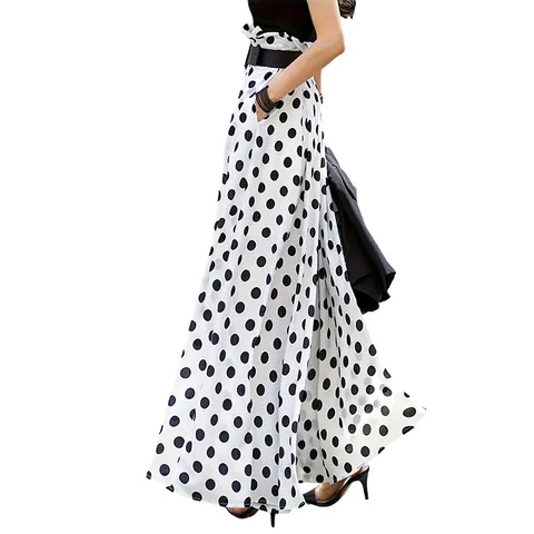Women High Waist Polka Dot Wide Leg Pants Loose Slimming Ankle Length Culottes Trousers Embossed Polyester Bottom For Daily Party