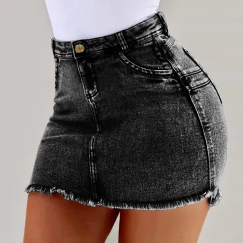 Γυναικεία Σέξι Ψηλόμεση Τζιν Φούστα Bodycon Acid Wash Ακατέργαστο Στρίφωμα Μεγάλο Μέγεθος Casual Μόδα Καλοκαιρινή Μίνι Φούστα