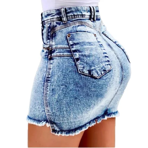 Γυναικεία Sexy Denim Εφαρμοστή Φούστα Ξεφτισμένο Στριφώμα Ψηλόμεση Mini Φούστα Πλυμένη Βαμβακερή Denim Κοντή Φούστα Στυλ Δρόμου