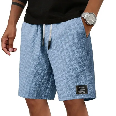 Pantaloncini Casual da Uomo in Tessuto Waffle Estate Coulisse Vita Elastica Bottoms Moda Streetwear