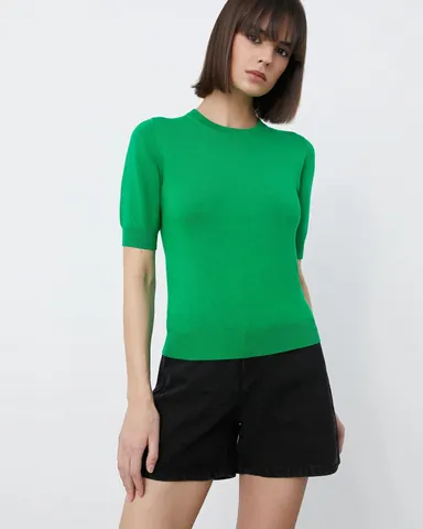 Dames Casual Ronde Hals Korte Mouw Wolmix Gebreide Trui Basic Effen Kleur Slim Fit Gebreide Pullover Top