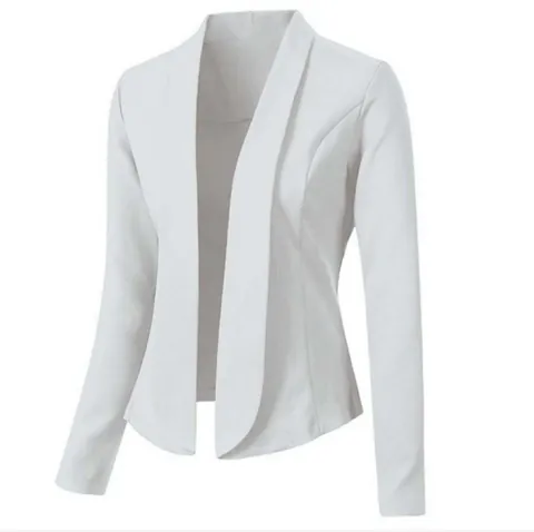 Women's Casual Open Front Blazer Jacket Long Sleeve Slim Fit Solid Color Lapel Office Wear Top For Spring Autumn