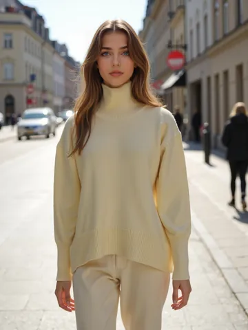 Γυναικείο Oversized Πλεκτό Πουλόβερ Mock Neck Drop Shoulder Φαρδιά Γραμμή Μονόχρωμο Μακρυμάνικο Πουλόβερ Ζεστό Χειμερινό Πλεκτό Top