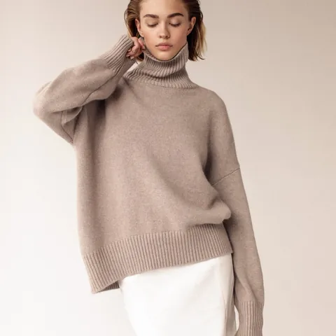 Women Oversized Turtleneck Sweater Thick Knitted Pullover Loose Fit Long Sleeve Soft Viscose Jumper Autumn Winter Casual Top