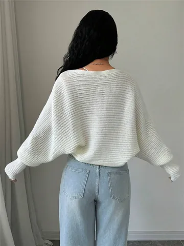 Women's Solid Color Acrylic Knit Shrug Cardigan Cropped Batwing Sleeve Open Front Bolero Wrap Shrug Top