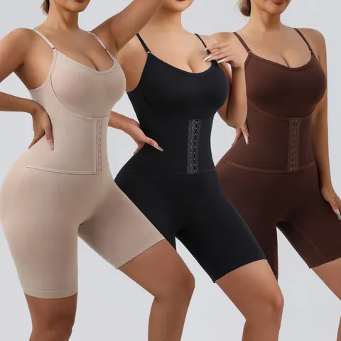 Women Plus Size Shapewear Bodysuit Tummy Control Butt Lifter Waist Trainer Hook-and-Eye Seamless Nylon Body Shaper
