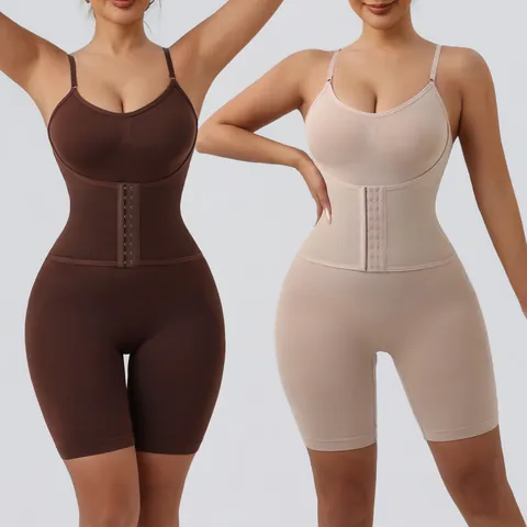 Women Plus Size Shapewear Bodysuit Tummy Control Butt Lifter Waist Trainer Hook-and-Eye Seamless Nylon Body Shaper