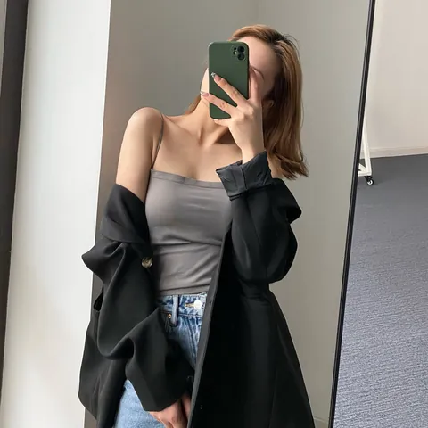Women Seamless Camisole Wireless Tank Top With Fixed Chest Pad Modal Nylon Thin Straps Beauty Back Casual Base Layer Top