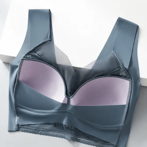 Dames Naadloze Kant Beha Zonder Beugel Vest Stijl Push Up Slaap Ondergoed Geïntegreerde Vaste Cup Zijsteun Brede Bandjes Top