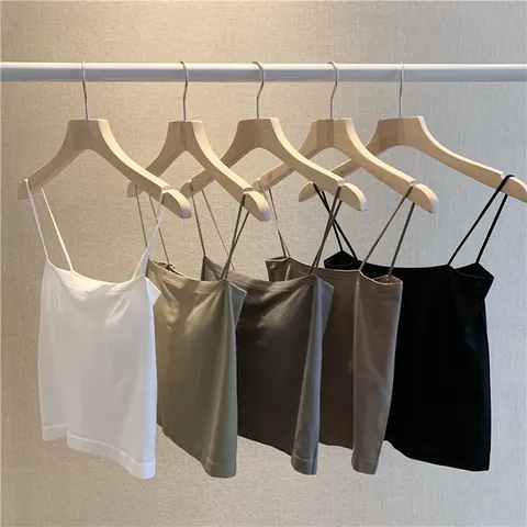 Women Seamless Camisole Wireless Tank Top With Fixed Chest Pad Modal Nylon Thin Straps Beauty Back Casual Base Layer Top