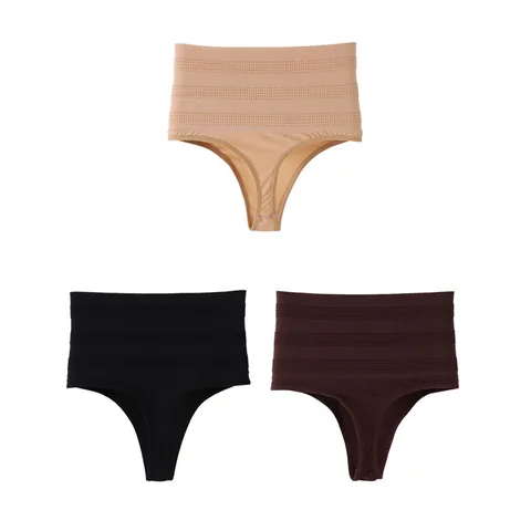 Women's Seamless High Waist Tummy Control Shapewear Thong Slimming Body Shaper Polyamide Breathable Butt Lifting Underwear