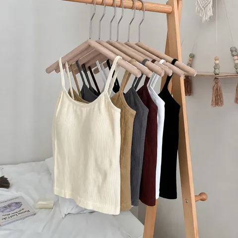 Vrouwen Sexy Geribd Hemdje Tank Top Naadloze Push Up Gewatteerde Bra Top Beugelloos Nylon Effen Kleur Slim Fit Vest
