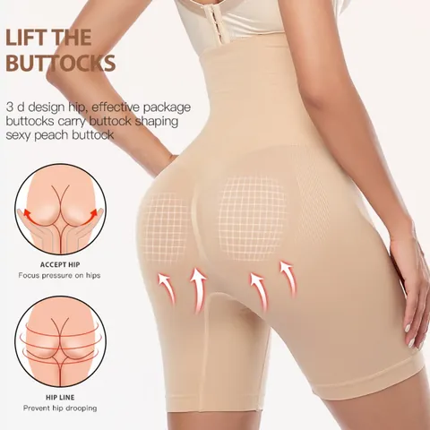 Women High Waist Shapewear Tummy Control Butt Lifter Panties Front Hooks Seamless Body Shaper Slimming Underwear With Steel Bones