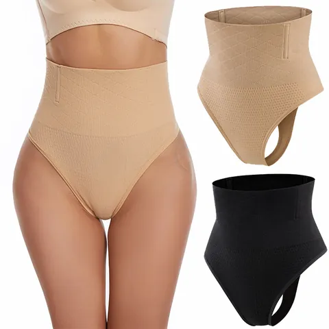 Seamless High Waist Tummy Control Thong For Women Butt Lift Shapewear Nylon Breathable Body Shaper Panties Slimming Bottom
