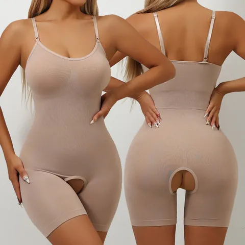 Seamless Women Bodysuit Shapewear Polyamide Tummy Control Butt Lifter Open Crotch Camisole One Piece Body Shaper Slimming Underwear