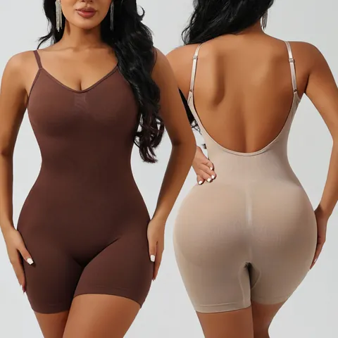 Seamless One-Piece Shapewear Bodysuit For Women Backless Tummy Control Hip Lift Spaghetti Strap Body Shaper Top And Bottom