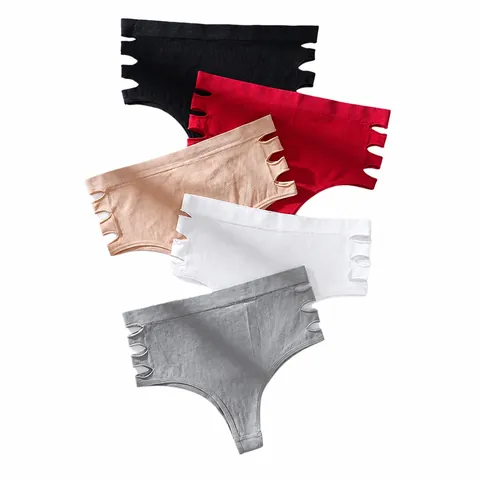 Women Seamless High Waist Panties Hollow Out Tummy Control Butt Lift Polyamide Cotton Briefs Breathable Plus Size Lingerie