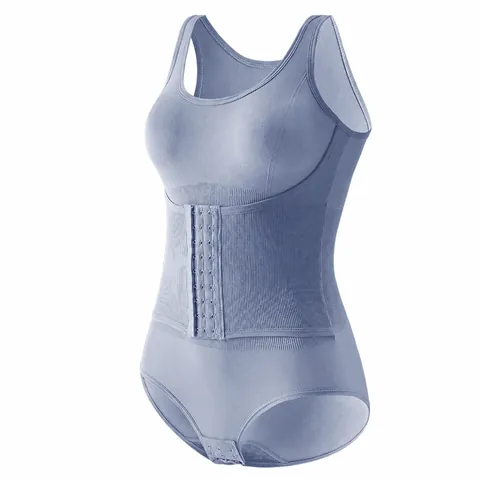 Women Seamless Bodysuit Shapewear Waist Trainer Tummy Control Hip Lift One Piece Ribbed Knit Body Shaper Top And Bottom