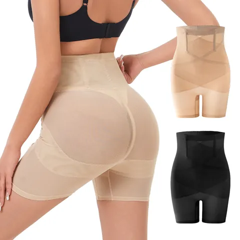 Women High Waist Shapewear Panties Mesh Tummy Control Underwear Butt Lifter Body Shaper Boyshorts Seamless Slimming Panty
