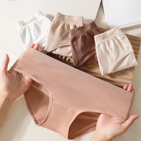 Women's Seamless Panties High Elastic Low Waist Letter Print Briefs Soft Comfortable Polyamide Traceless Underwear Breathable