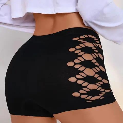 Women Seamless Boyshorts Panties Geometric Hollow Out Low Waist Butt Lifting Safety Pants Anti-Chafe Underwear Thigh Slimmer