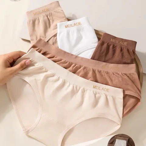 Women's Seamless Panties High Elastic Low Waist Letter Print Briefs Soft Comfortable Polyamide Traceless Underwear Breathable