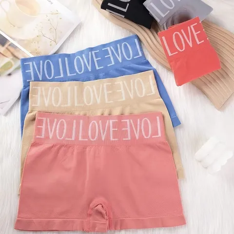 Women Seamless High Stretch Boxer Briefs Letter LOVE Mid Waist Boy Shorts Sports Fitness Safety Panties Underwear