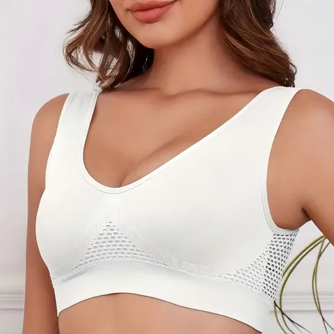 Women Seamless Sports Bra Wire-Free Push Up Breathable Mesh Hollow Yoga Fitness Bra Top Polyamide Spandex Sporty Lingerie