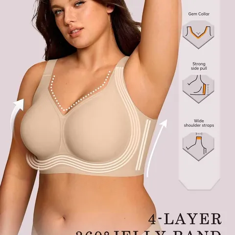 Women Wireless Jelly Bra Plus Size Supportive Seamless Full Coverage Comfort Bra Non-Wired Elastic Everyday Intimates Lingerie Top