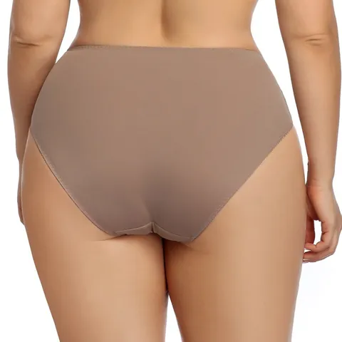 Plus Size High Waist Seamless Panties Breathable Cotton Crotch Soft Nylon Briefs Solid Color Lingerie Underwear XL-7XL