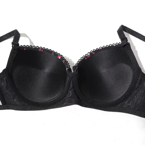 Damen Push-Up BH mit Blumenmuster Stickerei-Spitzenbesatz Formende Unterwäsche Mit Abnehmbaren Trägern Für Den Alltag
