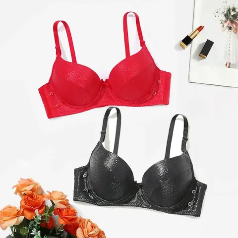 Women Sexy PU Leather Push-up Bra Underwear Lingerie B Cup Solid Color Snake Pattern Metal Ring Decor Adjustable Straps