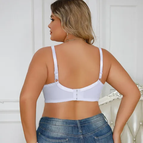 Women Plus Size Sexy Lace Bra Underwire Push Up Polyamide Spandex Floral Lace Lingerie Comfortable Adjustable Shoulder Strap Top