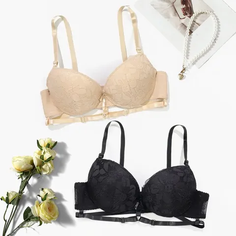 Französische Sexy Spitze Push Up BH Damen Blumen Bestickt Mit Bügel Lift BH Riemchen Gepolsterte Lingerie