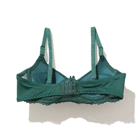 Sujetador Push Up de Encaje Sexy para Mujer Estilo Dulce con Aros Tirantes Desmontables Colgante de Lazo Lencería Top