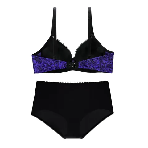 Women Plus Size Sexy Lace Lingerie Set Underwire Bra and Panty Top And Bottom Comfortable Breathable Floral Embroidery Intimates
