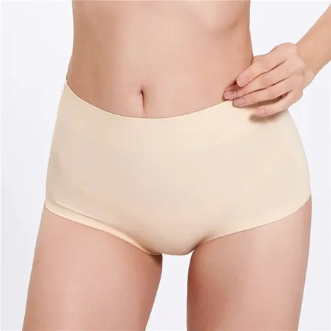Women's Seamless One-Piece Shaping Briefs Solid Color Smooth Low Waist Panties Breathable Invisible Underwear Cotton Crotch