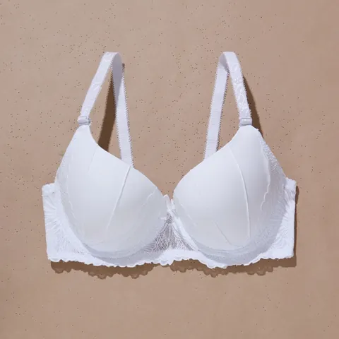 Women Sexy Lace Push Up Bra Sweet Detachable Straps 3/4 Cup Underwear Bow Decor Solid Color Comfortable Breathable Lingerie