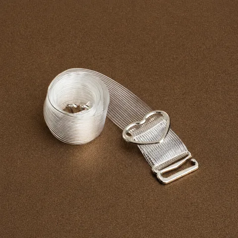 Women Transparent Silicone Bra Straps Heart Buckle Invisible Non-Slip Adjustable Clear Striped Lingerie Accessory Straps