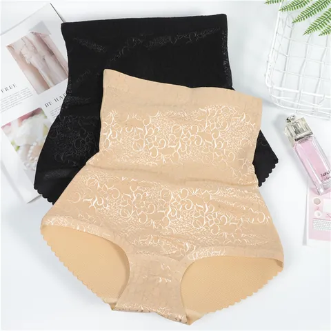 Women's Lace Vine Pattern Butt Lifter Panties Padded Control Briefs High Waist Hip Enhancer Seamless Shaping Bottom