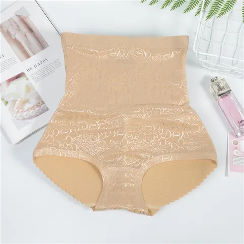 Women's Lace Vine Pattern Butt Lifter Panties Padded Control Briefs High Waist Hip Enhancer Seamless Shaping Bottom