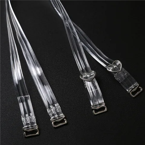 Transparent Invisible Bra Straps TPU Stripe Texture Adjustable Heart Buckle Underwear Straps For Women Lingerie Accessories