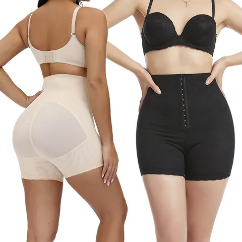 Women High Waist Tummy Control Shapewear Postpartum Butt Lifter Lace Panty Adjustable Row Buckle Body Shaper Shorts