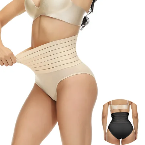 Culotte Gainante Taille Haute pour Femmes Sans Couture Nylon Élasthanne Slips Modelants Avec Gousset en Coton Respirant