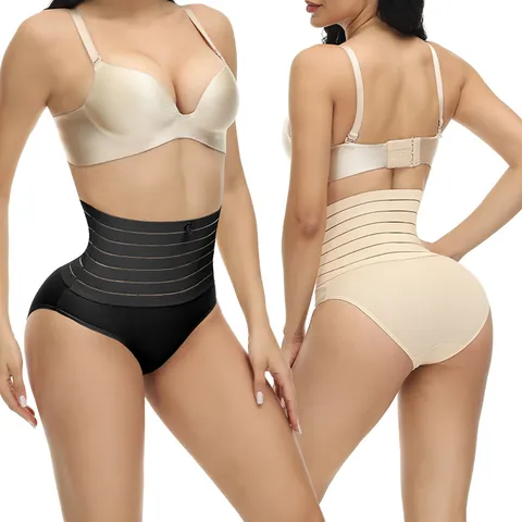 Culotte Gainante Taille Haute pour Femmes Sans Couture Nylon Élasthanne Slips Modelants Avec Gousset en Coton Respirant