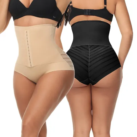 Women High Waist Tummy Control Shapewear Pants Breathable Lace Waist Cincher Body Shaper Panties Seamless Compression Underwear