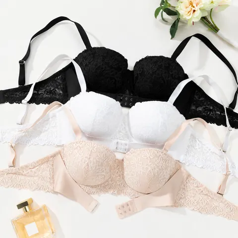 Sexy Spitze Frontverschluss Push Up BH Für Damen Blumenstickerei Unterwäsche Seitliche Unterstützung Komfort Lingerie Bralette