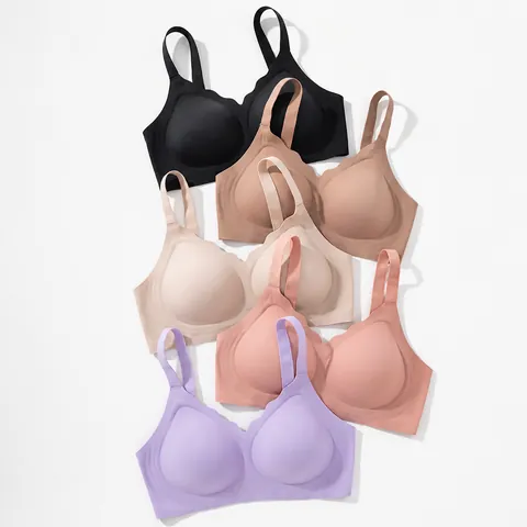 Vrouwen Naadloze Draadloze Beha Zachte Ondersteuning Schulprand Bralette Polyamide Spandex Ademende Lingerie Comfortabel Ondergoed Top