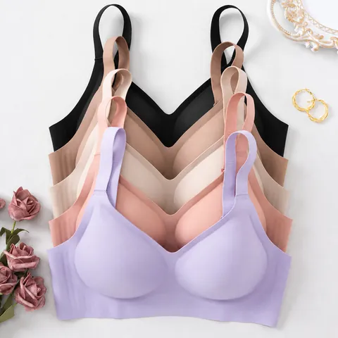 Naadloze Draadloze Beha Voor Dames Nylon Elastaan Jelly Strip Ondersteuning Onzichtbare Push Up Comfortabele Bralette Ondergoed