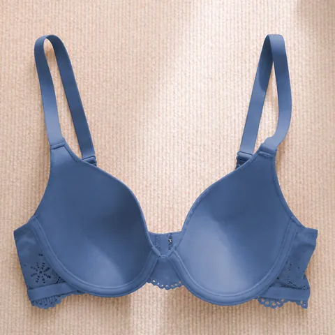 Women Sexy Lace Underwired Push Up Bra Noble Ribbed Cotton Comfortable Adjustable Lingerie Floral Embroidered Top